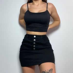 Black Denim Mini Skirt